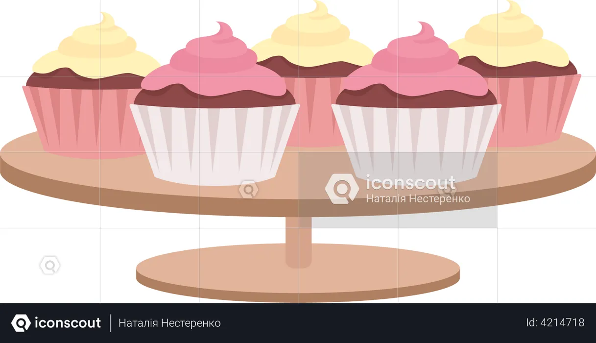 Muffins with whipped cream  Illustration