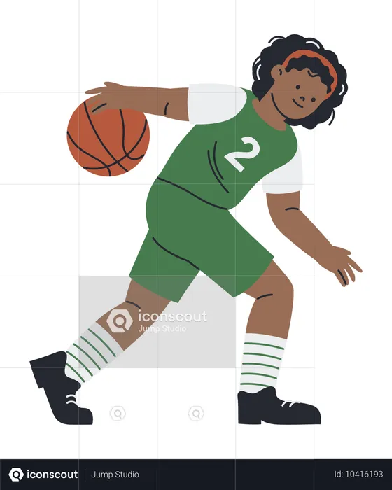 Mujer africana jugando al baloncesto  Ilustración