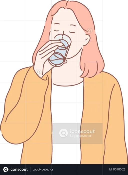 Agua potable femenina  Ilustración