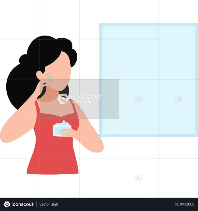 Mujer aplicando máscara en su rostro  Ilustración