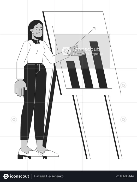 Mujer árabe realizando una presentación empresarial  Ilustración