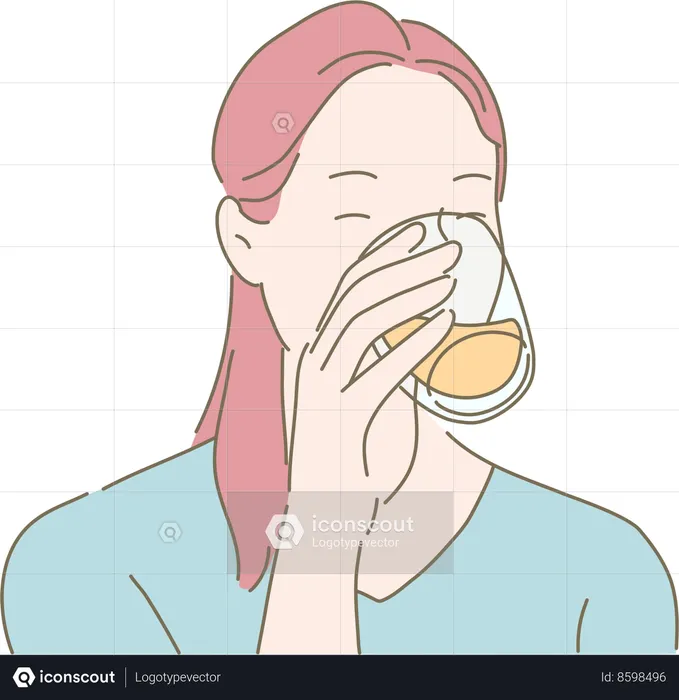 Mujer bebiendo jugo de naranja  Ilustración