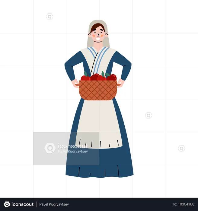 Mujer campesina de la época medieval  Ilustración