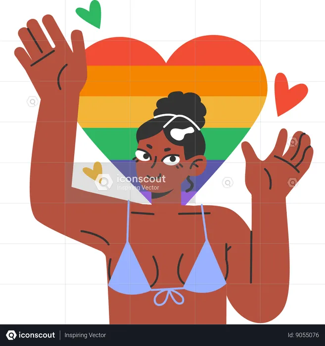 Mujer celebra el mes del orgullo  Ilustración