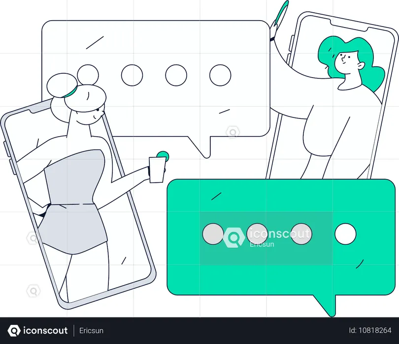 Mujer chateando en línea  Ilustración