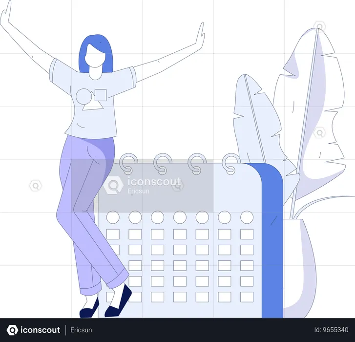 Mujer con calendario  Ilustración