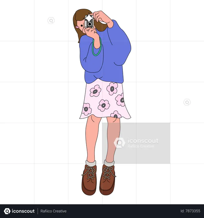 Mujer con camara  Ilustración