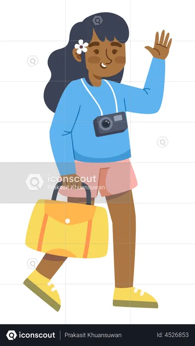 Mujer con cámara y bolso  Illustration