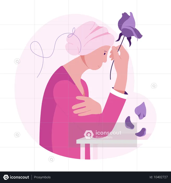 Mujer con cáncer de mama y estrés  Illustration