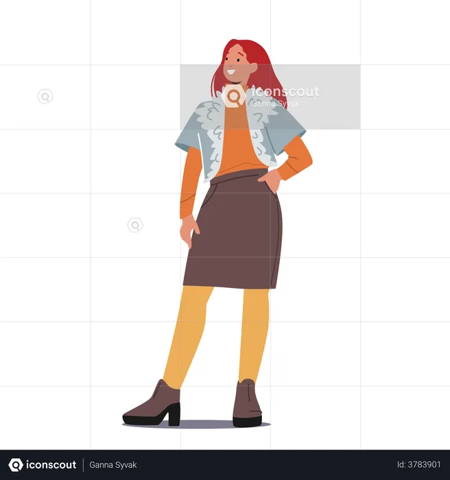 Mujer Vistiendo Chaqueta Elegante  Ilustración