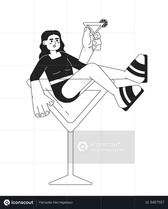 Mujer con copa de margarita  Ilustración