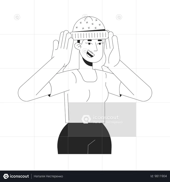 Mujer con gorro de punto  Ilustración