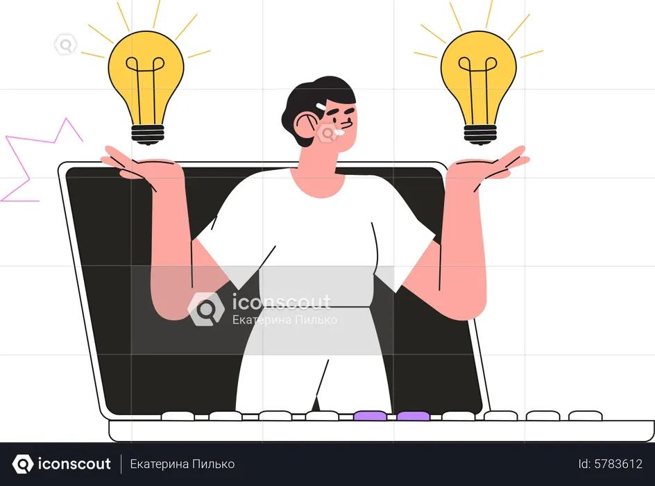 Mujer con idea innovadora de inicio  Ilustración