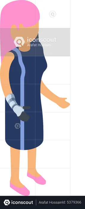 Mujer con mano fracturada  Ilustración