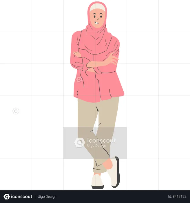 Mujer en ropa moderna y Abaya Hijab  Ilustración