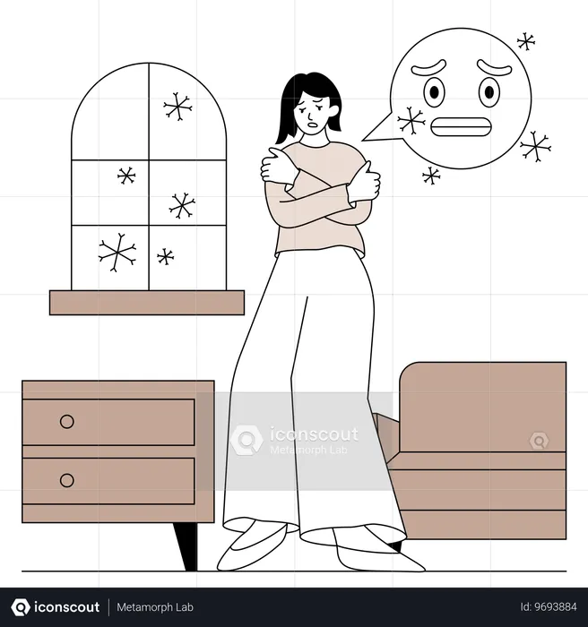 Mujer congelada Emoji Ilustración