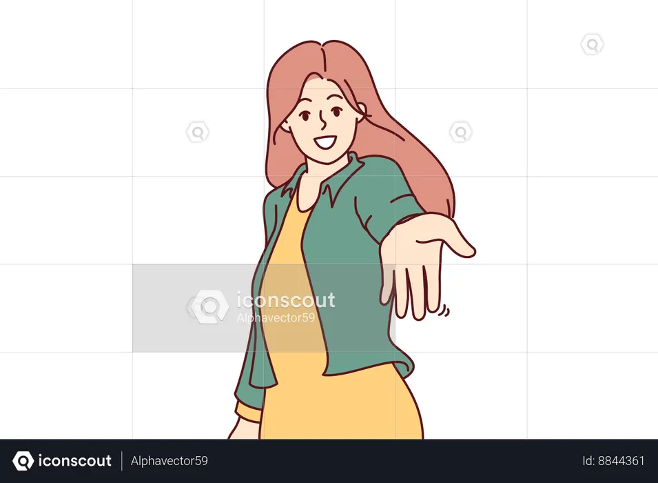 Una mujer de buen corazón echa una mano  Ilustración