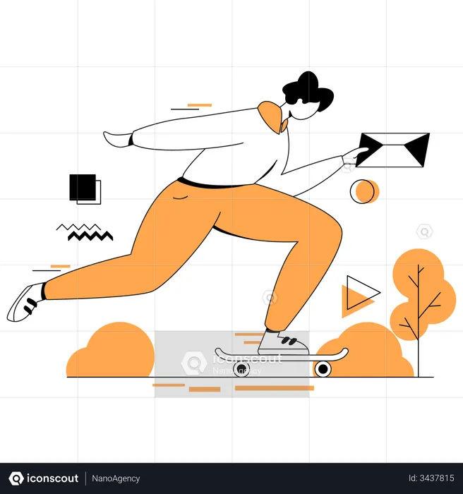Mujer de marketing haciendo marketing online  Ilustración