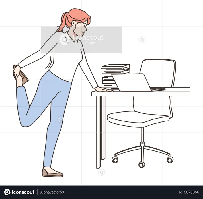 Mujer de negocios haciendo ejercicio en la oficina  Ilustración