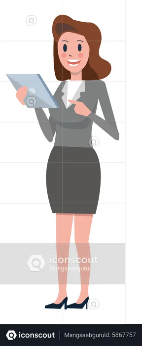 Mujer de negocios usando tableta  Ilustración