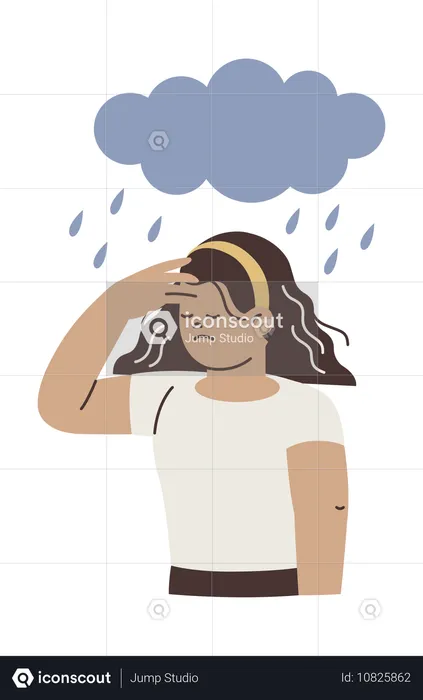 Mujer triste y deprimida  Ilustración