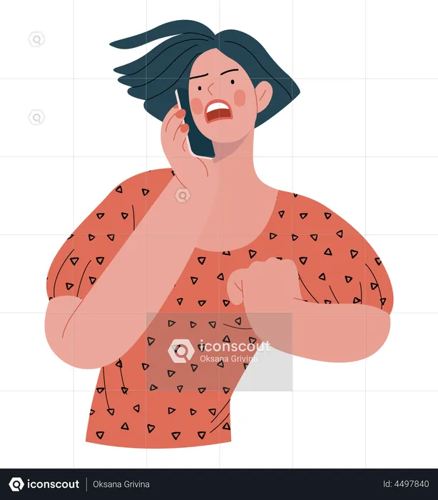 Mujer discutiendo por teléfono  Ilustración