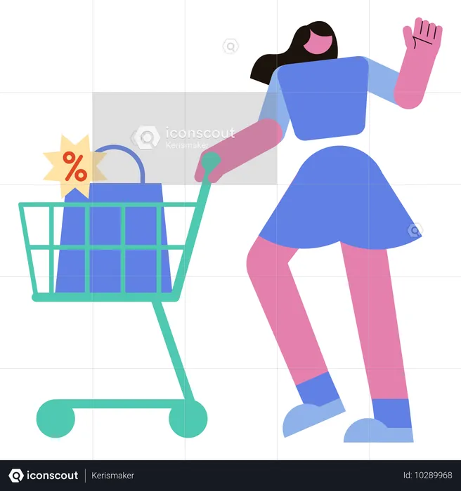 La mujer disfruta comprando  Ilustración