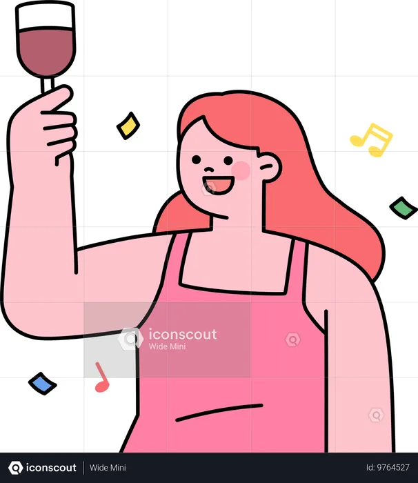 Mujer disfrutando de una fiesta de cerveza  Ilustración