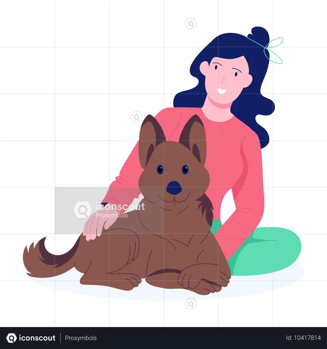 Mujer disfrutando del tiempo con perro  Ilustración