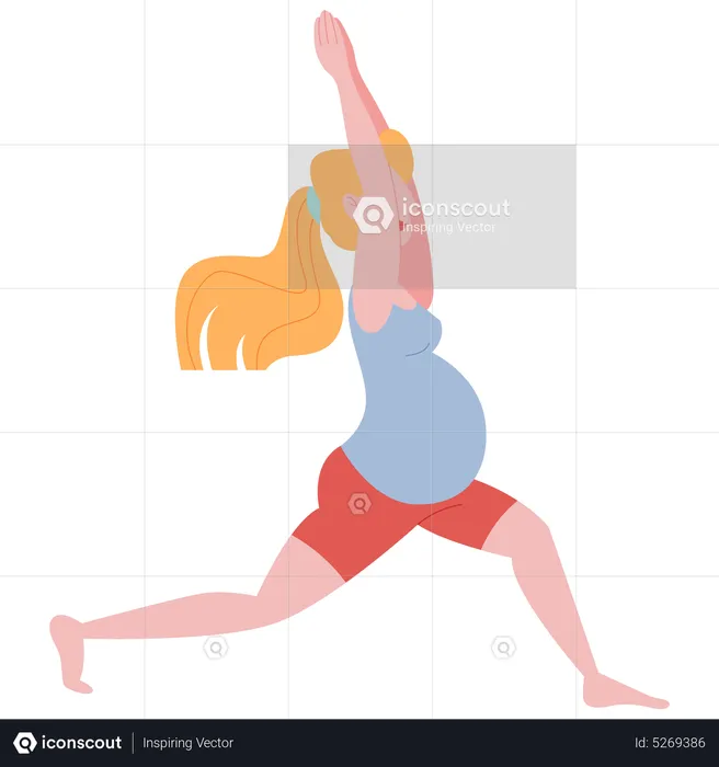 Mujer embarazada haciendo yoga  Ilustración