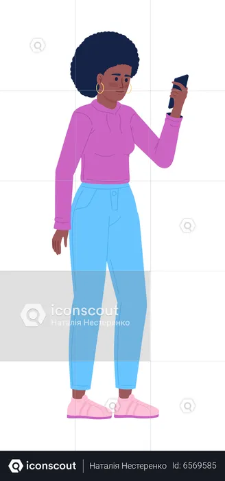 Mujer en ropa deportiva con teléfono inteligente  Ilustración