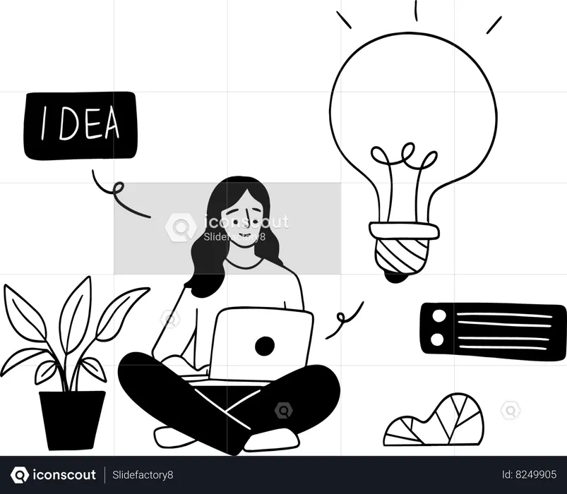 Mujer encontrando idea  Ilustración