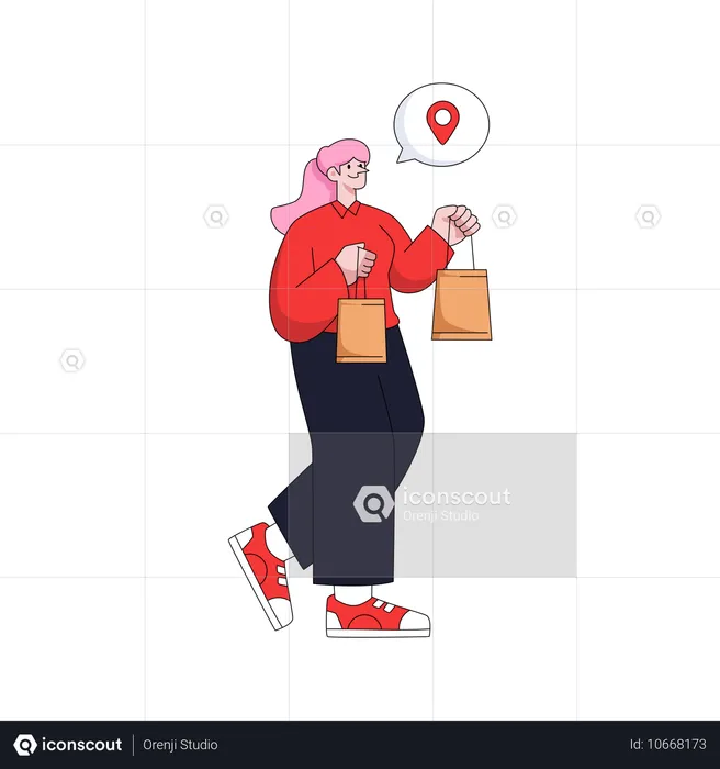 Mujer entregó dos bolsas de comida  Ilustración