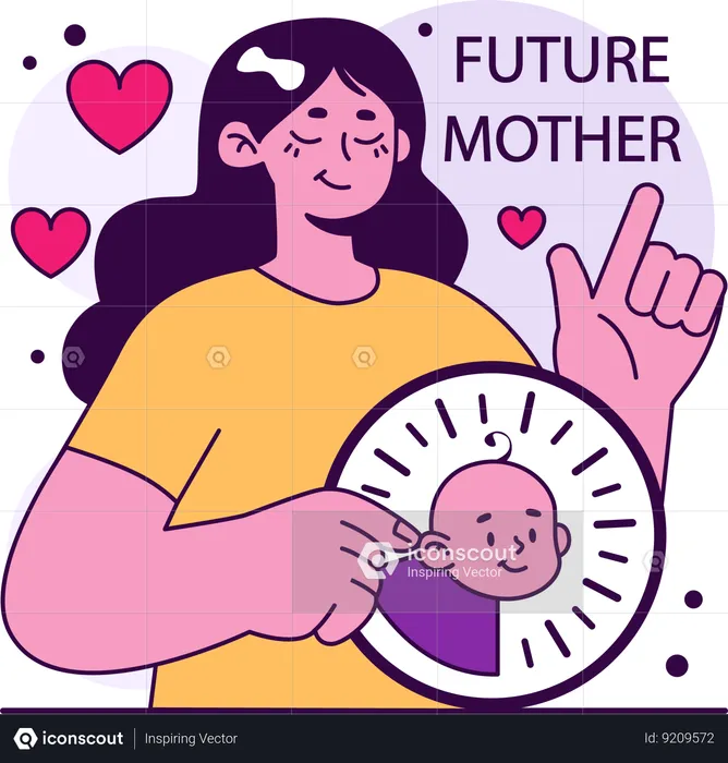 Mujer esperanzada convirtiéndose en madre  Ilustración