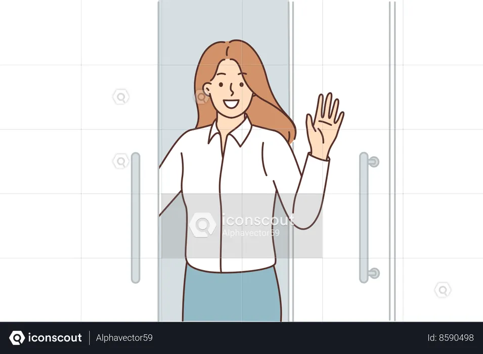 La mujer está agitando la mano  Ilustración