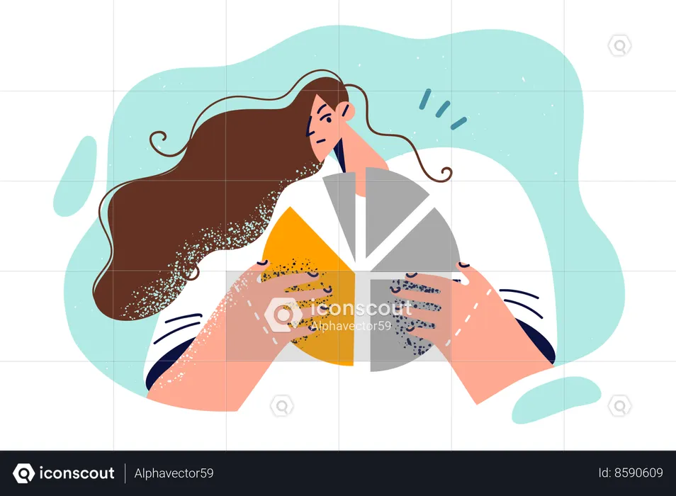 La mujer está analizando datos comerciales  Ilustración