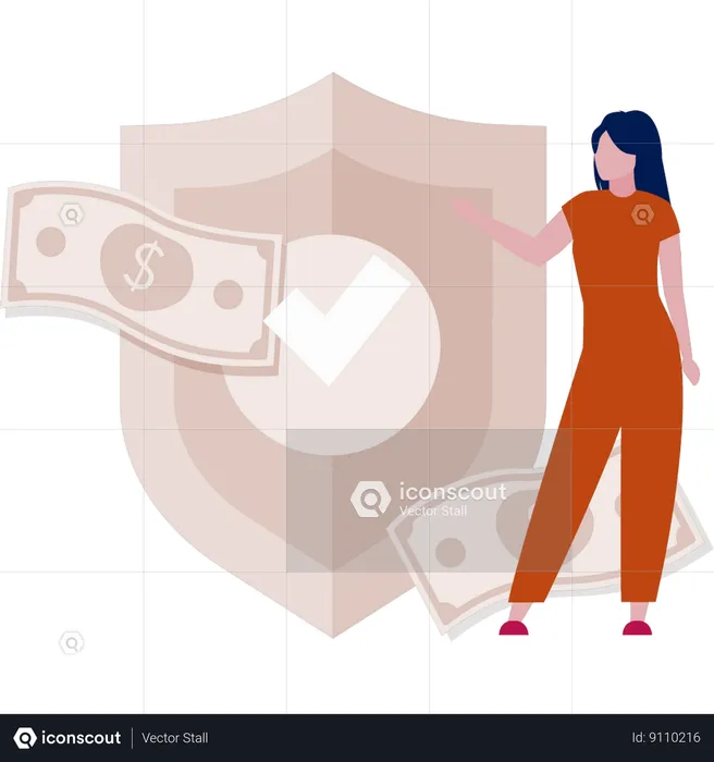 La mujer está asegurando sus finanzas  Ilustración