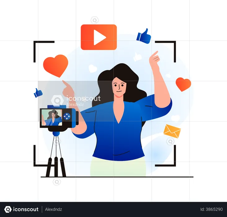 Mujer filmando video  Ilustración