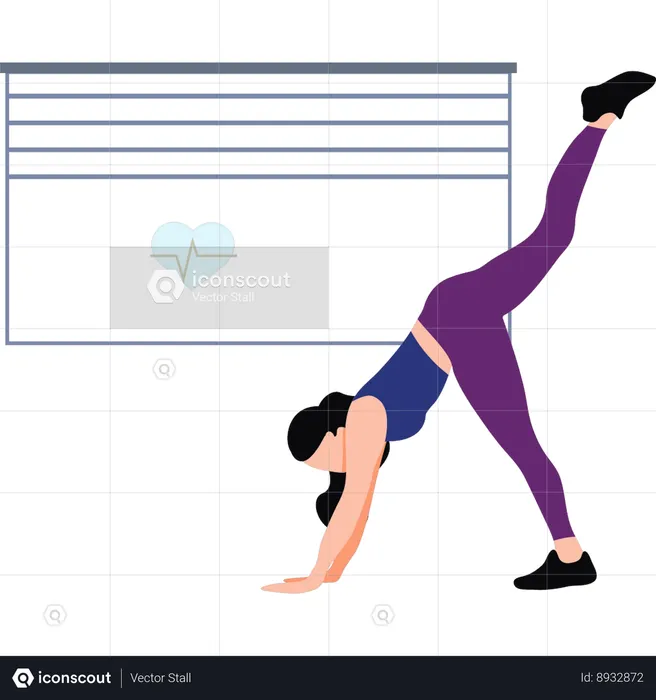 Mujer fitness haciendo yoga  Ilustración