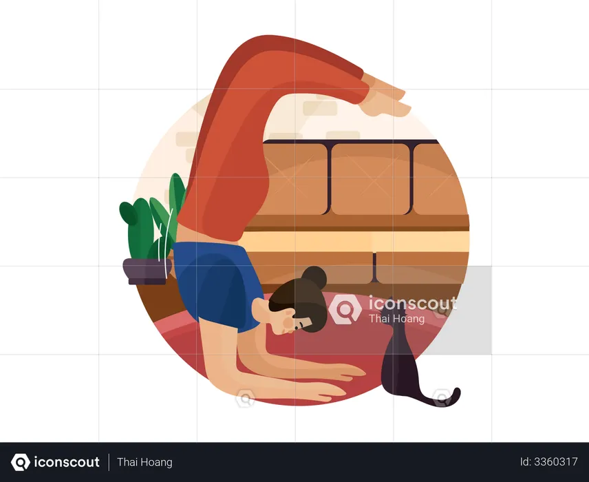 Mujer fuerte haciendo pose de yoga de soporte de barbilla  Ilustración