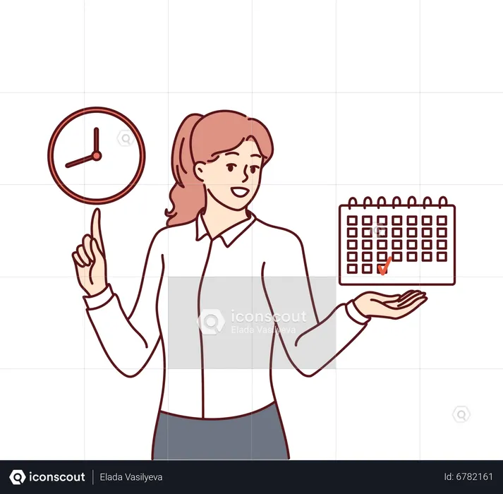 Mujer manejando el horario  Ilustración