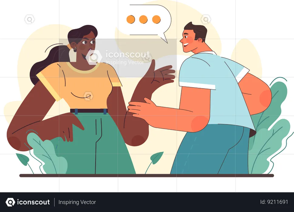 Mujer hablando con hombre  Ilustración