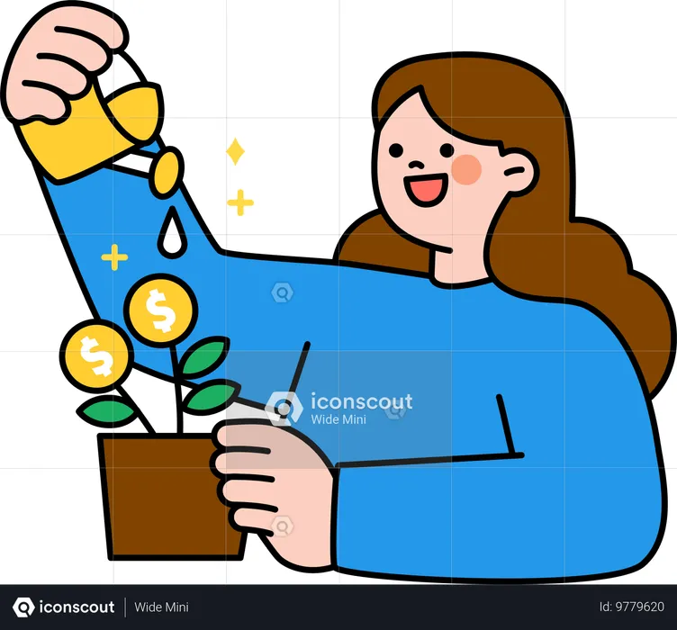 Mujer haciendo gestión de dinero  Ilustración