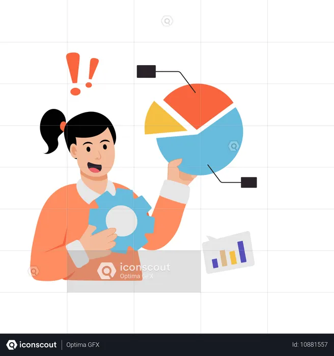 Mujer haciendo análisis de datos  Ilustración