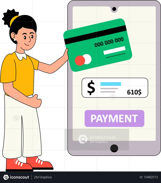 Mujer haciendo banca digital  Ilustración