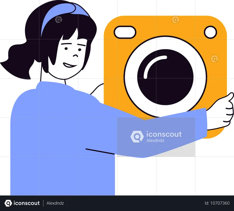 Mujer haciendo clic en fotografías durante un viaje  Ilustración