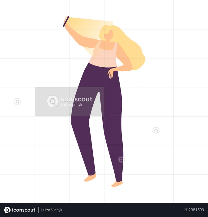 Mujer haciendo clic en selfie  Ilustración