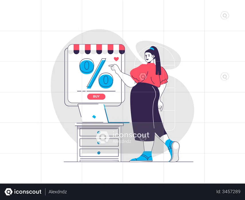 Mujer haciendo compras en línea  Illustration