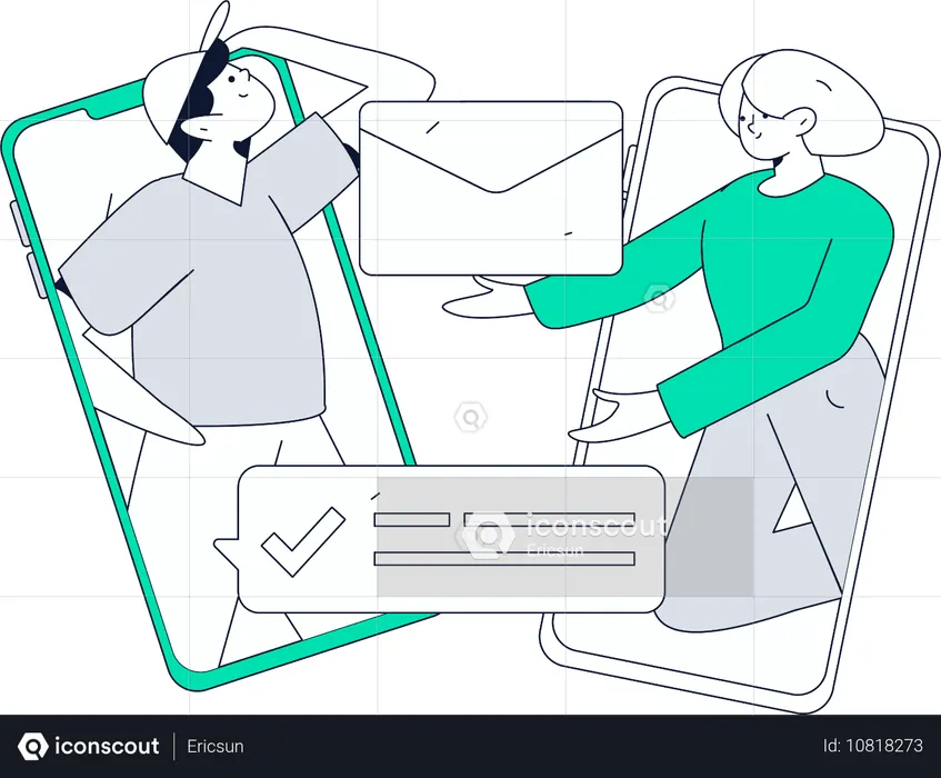 Mujer haciendo conversación en línea  Ilustración