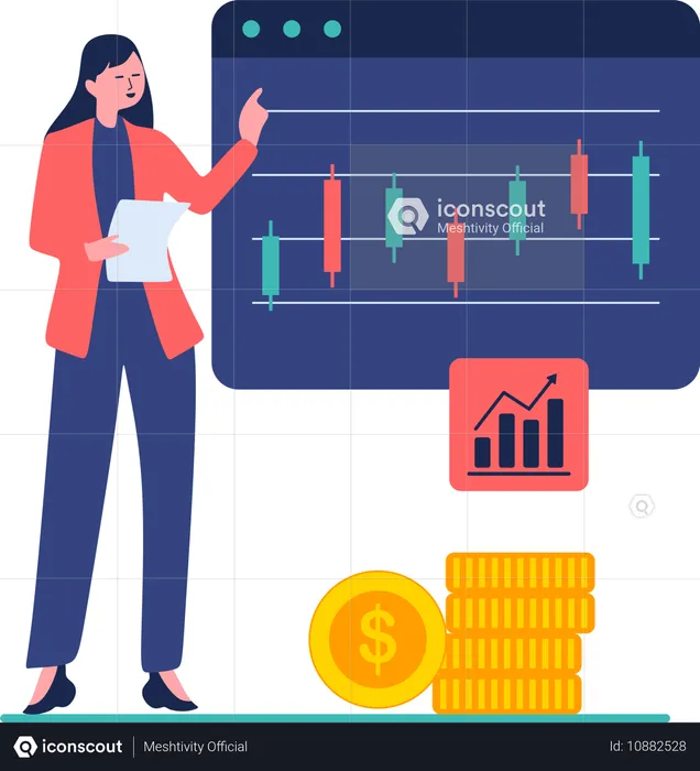 Mujer haciendo day trading  Ilustración